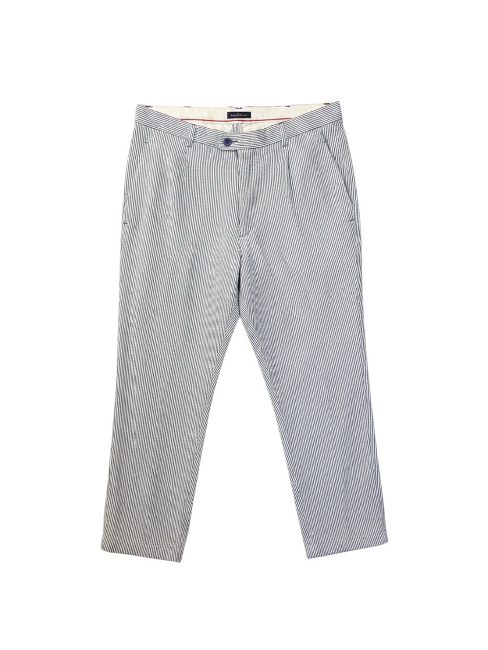 Seersucker Pants Trousers Men's Blue White Stripe Cotton Summer Preppy Ivy 42x32